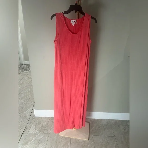 Andree By Unit Pink Ribbed Sleeveless Midi Dress Women’s Size Small - Picture 2 of 7